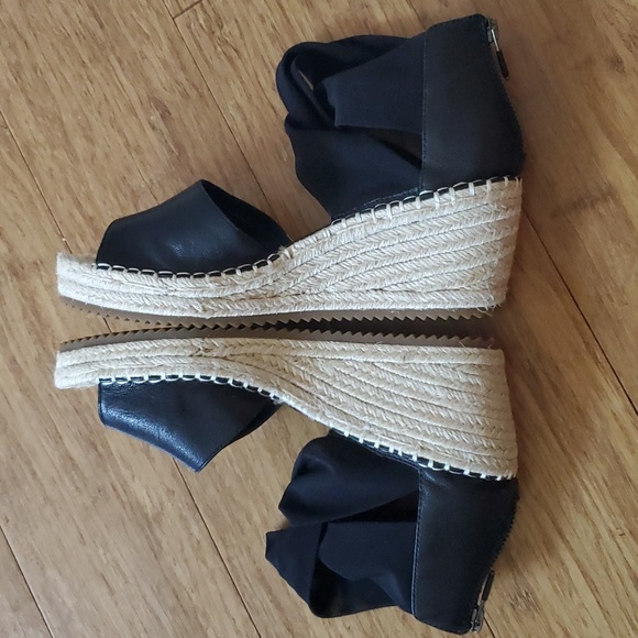 Eileen Fisher Wiley Espadrille Black Wedge Sandal Size 8 - Picture 8 of 13